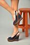 Navy Blue Women's Wedge Heeled Shoes 9674070805 - 4