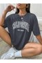 California West Coast Single Jersey T-Shirt - Smoke Printed Oversize Crew Neck T-Shirt