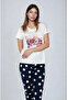 100% Cotton Women's Short Sleeve Printed and Polka Dot Pajamas Set
