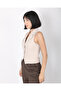 Women's Beige Bow Buttoned Blazer Vest - 8