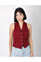 Women's Burgundy Bow Buttoned Blazer Vest