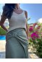 Khaki Bow Detailed Wrap Skirt - 2
