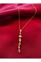Gold Color Row and Colorful Stone Y Women's Necklace - 3