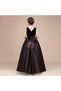 Girls Black Crew Neck Velvet Evening Dress Dress Skirt Satin Dress - 2
