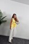 Women's Double Breasted Collar Skirt Flounced Self Belted Summer Poplin Blouse - 3
