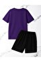 Unisex Diamond Women's Portrait Design Printed Tshirt Shorts Set - 2