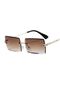 Brown Rectangular Crystal Cut Women's Sunglasses - 5