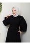 Pleated Waist Hidden Zipper Belt Balloon Sleeve Ferace-1031 - 4
