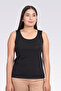 10966 Black Shiny Fabric Knitted Tank Top
