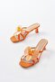 S-622 Orange Orchid Detailed Thin Heeled Women's Slippers