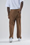 Men's Loose Brown Baggy Trousers with Elastic Waist - 5