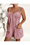 Women's Suspender Accessory Front Tie Detail Salopet Shorts Jumpsuit - 5
