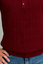 Men's Burgundy Judge Collar Buttoned Slim Fit Knitwear T-Shirt - 3