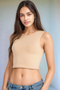 Beige-Brown 2 Pack Cotton, Lycra Crop Crew Neck Sleeveless Undershirt - 2