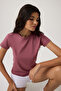 Burgundy Straight Cut T-Shirt Regular T-Shirt - 5