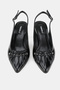 Women's Black Patent Leather Genuine Leather 34-35-41 Number Short Heel Buckle Back Open Shoes - 4