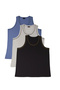 Men's Zero Sleeve Thick Strap Cycling 3-Piece Gray Black Blue Comfortable Summer Set Combed Cotton T-Shirt Undershirt - 2