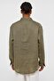 100% Linen Oversize Long Sleeve Shirt Khaki - 4