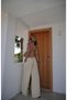 Women's Yellow 100% Modal Wide Cut Trousers with Elastic Waist and Front Seam Detail 29109 - 3