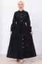 Button Front Belted Denim Dress Hm2764 Black