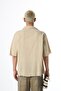 Seamless Short Sleeve Pocketless Oversize Linen Shirt Beige - 3