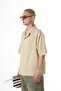 Seamless Short Sleeve Pocketless Oversize Linen Shirt Beige - 7
