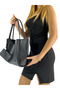Black Women's Puppy Makeup Bag with Scarf and Snap Fastener Double Handle Carrying Bag (Tote Bag) - 6