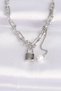 316l stainless steel silver-tone tiffany chain love lock necklace - tj-bko8633