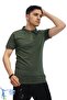 Men's Slim Fit Slim-Fitting Cotton Soft Texture Non-Curling Collar Khaki Polo Collar T-Shirt Khaki