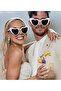 White Rimmed Heart Glasses Heart Bride Goggle 1Pc - 2