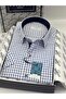 Classic Short Sleeve Checkered Gift Boxed Men's Shirt Fs-004156 - White Cobalt Blue - 2