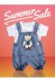 Pocket Teddy Bear Jeans Salopet White T-Shirt 2-Piece Jumpsuit Set