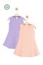 Girl's 100% Cotton Set of 2 Sleeveless Camisole Lilac and Babydoll Dress - 2