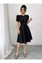 Dressify Women’S Fashion Women's Short Sleeve Crew Neck Button Front Imported Crepe Dress - 2