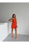 Women's Orange Ottoman Fabric One Shoulder Buckle Detailed Dress Hzl25S-Fry123151 - 2