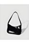 Black Patterned Patent Leather Baguette Shoulder and Hand Bag - 3