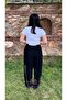 Ethnic Patterned Relaxed Cut Summer Trousers with Black Background |   High Waist – Cotton Fabric - 4