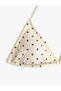 Halter Neck Polka Dot Patterned Triangle Bikini Top - 2