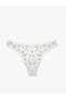 Lace Detailed Tulle Blueberry Printed Brazilian Panties - 2