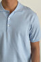 Men's Blue Buttoned Regular Fit Knitwear T-Shirt - 3