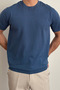 Men's Cobalt Blue Slim Fit Crew Neck Knitwear T-Shirt