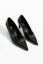 Women's Genuine Leather Classic Heeled Shoes Black - 3