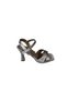 Yazkiş Women Black Silver Satin Cross Strap 9cm Goblet Heel Ankle Strap Shoes - 2