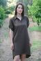 Luna Flow – Shirt Collar A-Line Dress – Brown - 5