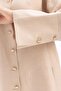 Beige-Wide Folded Slit Linen Trousers Suit - 6