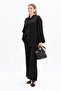 Black-Wide Folded Slit Linen Trousers Suit