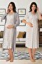 Women's Gray Patterned Special Design Cotton Maternity Maternity Dressing Gown, Nightgown Set