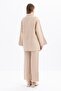 Beige-Wide Folded Slit Linen Trousers Suit - 4