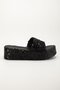 Women's Wedge Heel Slippers Black Sequin Thick Single Tape Coated Sole - 3