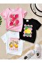 Girl's 3 Pack Lemon Cello-Pomegranate-Lemon Tarte Design Combed Cotton T-Shirt